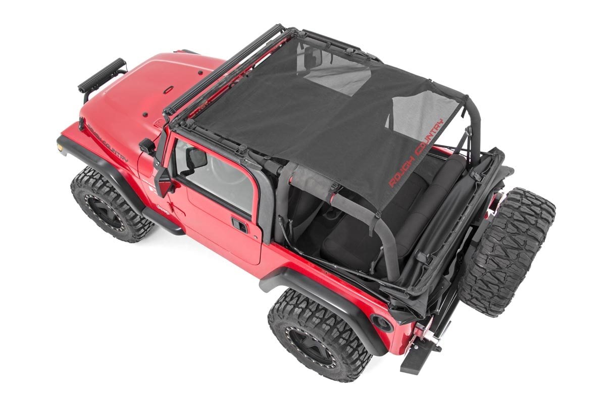 Jeep Wrangler YJ Mesh Bikini Top - Rough Country - Plus - Black - '87-'95